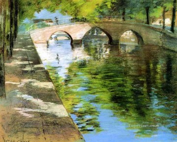 Reflexiones también conocido como Canal Escena impresionismo William Merritt Chase Paisajes río Pinturas al óleo